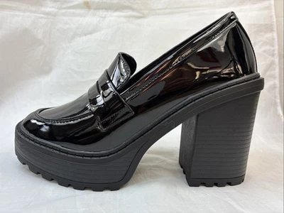 FOREVER STATE-PATENT-LOAFER CHUNKY PLATFORM 4" Hi-Chunky Block Heel Women PUMPS - Image 1 of 4