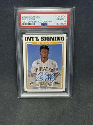 2022 Topps Archives '05 Int'l Signing Oneil Cruz Rookie #05DP-OC auto PSA 10 - Image 1 of 2