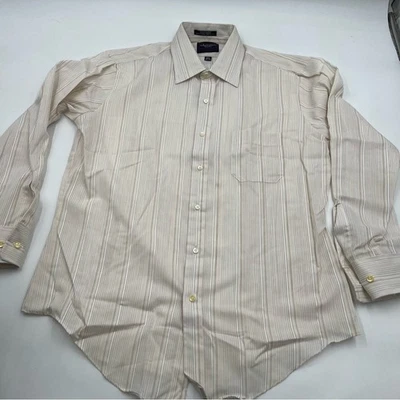 Flecha vintage para hombre de Cluett.  Crema y marrón talla 16,5 32/33.  Nuevo sin etiquetas Foto 1 de 4