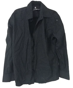 Thomas Spencer Black Poker Dot Long Sleeve Collared Button Up Shirt Size M - Picture 1 of 3