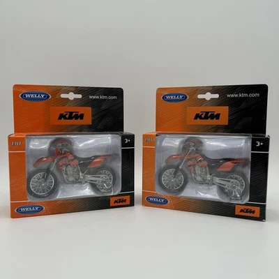 KTM 450 SX Racing Lot of 2 Welly 1:18 Die Cast Model Motorcycle New In Box - Image 1 of 4
