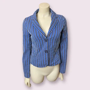 Tibi Navy Blue Striped Blazer Lace Cuff - Picture 1 of 6