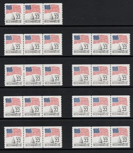 SCOTT#2115 & 2115c, 22c FLAG, PLT.#1,3-8,10-20,22 & T1. VF & NH - Picture 1 of 2