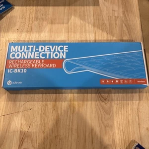 iClever IC-BK10 Silver Multi Device Ultra Slim Rechargeable Wireless Keyboard - Picture 1 of 4