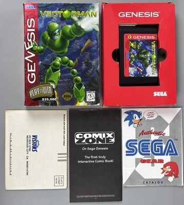 Vectorman (Sega Genesis 1995) CIB Complete Cardboard Box w/Game & Manual; Tested - Image 1 of 4