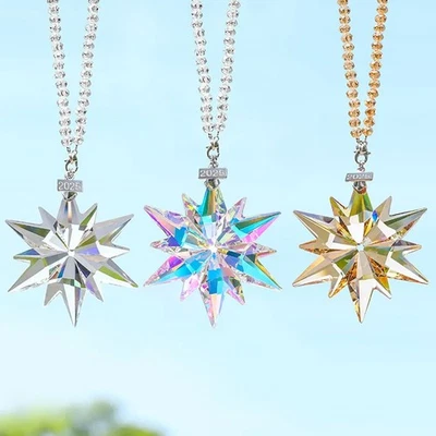 Colgante Coche Colorido Cristal Transparente Copo de Nieve Colgante Adorno Foto 1 de 4