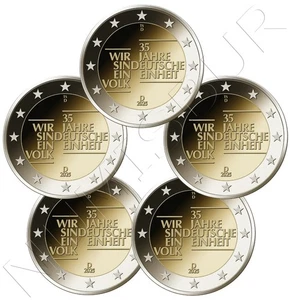 ALEMANIA: 2 euro Alemania 2025 las 5 cecas 35 aniversario Reunificación Alemana - Picture 1 of 1
