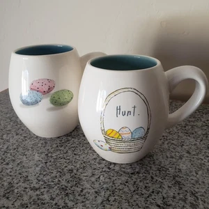 Rae Dunn Easter Coffee Tea Mug Set Of 2 Blue Interior - Picture 1 of 10