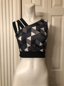 Nike Womens Tennis Top Naomi Osaka 2021 Small Assymetric Cropped Black White - Picture 1 of 9