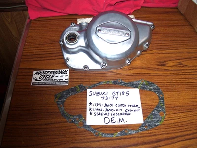 Bonita cubierta de embrague y junta nueva para Suzuki 73-77 GT185 con chorro de vapor OEM 11341-36101 Foto 1 de 4