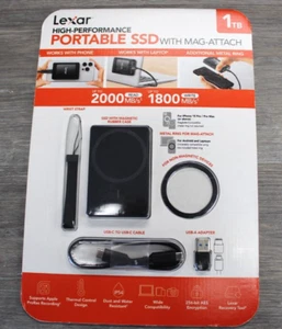 Lexar SL500 High Performance Portable SSD 1TB WITH MAG-ATTACH 2000MB/S FREE SHIP - Picture 1 of 3