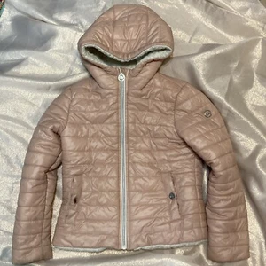 Michael Kors Pink Jacket Fluffy Sherpa Lined 10 /12 Zipper Jacket MK Logo Coat - Picture 1 of 4