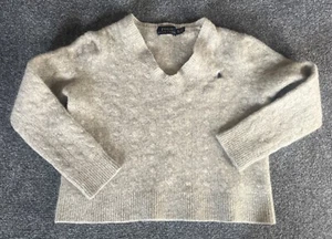 Polo Ralph Lauren femme laine col V pull X grand gris manches longues taille XL - Photo 1/9