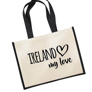 Jutetasche Ireland my love Shopper Einkaufstasche Geschenkidee Souvenir Präsent - Picture 1 of 5