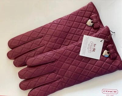 Guantes de cuero Coach Bow ¡Nuevos con etiquetas! ¡Precioso color vino suave!  Foto 1 de 3