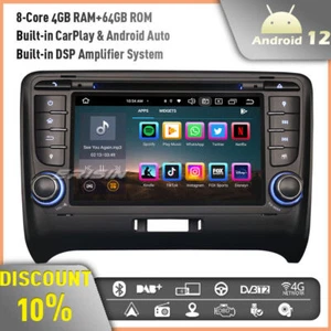 64GB Android 14 Car Stereo Sat Nav Head Unit For AUDI TT MK2 DAB+ DSP CarPlay CD - Picture 1 of 12