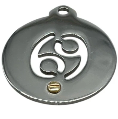 Ciondolo 69 sessantanove charm pendente per collana uomo donna in Acciaio Inox - Immagine 1 di 4
