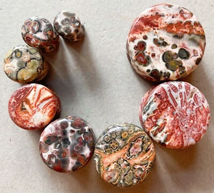 PAIR Natural Leopard Jasper Stone Double Flare Plugs Organic Gauges - Picture 1 of 6