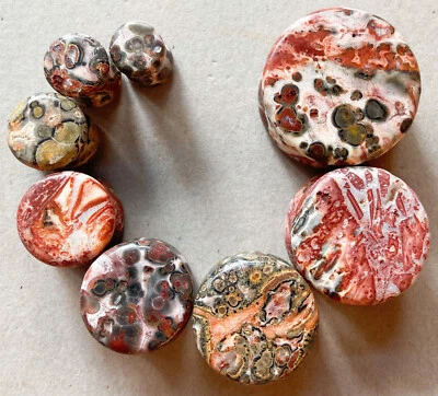 PAIR Natural Leopard Jasper Stone Double Flare Plugs Organic Gauges - Image 1 of 4