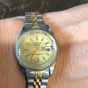 Geneva Ladies Quartz Day/Date Watch with Jewel Swiss Quartz Movement - Picture 1 of 4