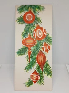 Red & Silver Ornaments CHRISTMAS CARD Signed Vintage  - Picture 1 of 4