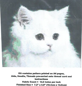 Weiße Perserkatze gezählt Kreuzstich Set - Bild 1 von 2