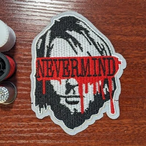 Nirvana Patch Kurt Cobain Nevermind Grunge Alt Rock Embroidered Iron On 4x3" - Picture 1 of 3