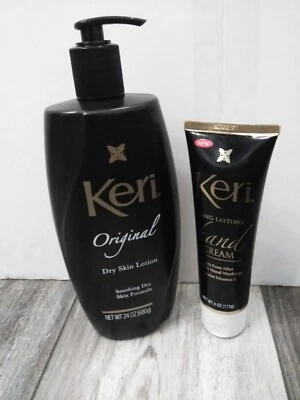 Crema de manos de larga duración Keri 4, OZ con vitamina E y LOCIÓN ORIGINAL PARA PIEL SECA 24, OZ Foto 1 de 4