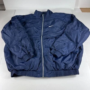 VTG 90s Nike Jacket Adult Extra Extra Large Tall Blue Logo Full Zip Windbreaker - Picture 1 of 15
