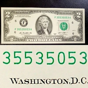 35 5350 53 BINARY ( ALMOST) REPEATR UNCIRCULATED 2013 $2 FOUR 5s And Three 3s - Picture 1 of 3