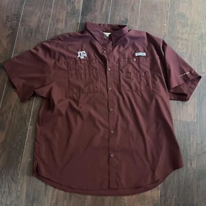Texas A&M Aggies Shirt Men’s 2XL Maroon Columbia PFG Button Up NCAA - Picture 1 of 7