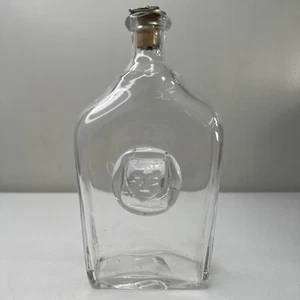 ERIK HOGLUND KOSTA BODA Decanter Face Relief Clear Glass 1950, 8” W/ Cork - Picture 1 of 8