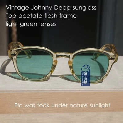 Gafas de sol vintage Johnny Depp para hombre marco amarillo lente verde claro UV400 unisex Foto 1 de 4
