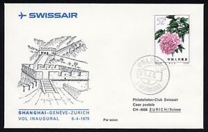 CHINA  1964 -  Peonies  52f  on First fligh Cover ( Shanghai -Geneve- Zurich ) 