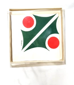 1970 hallmark designer paper napkins holly berry leaf contemporary mod open pkg - Picture 1 of 7