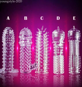 Lotto 5 Confezioni Preservativi Flessibili Silicone Spike Riutilizzabili Bump Enhance Prolunga - Foto 1 di 8