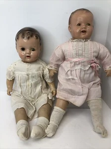 20” Vintage Arranbee Dream Baby Doll 22” Unmarked Compo/ Cloth Set Of 2 Dolls #o - Picture 1 of 23