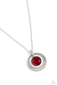 Paparazzi Red Necklace Cats Eye Couture- White Rhinestones - Picture 1 of 4