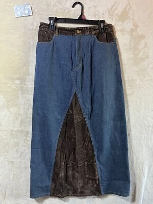 Maxi falda de mezclilla/terciopelo Forenza para mujer 10 bolsillos con abertura lavados oscuros Foto 1 de 4