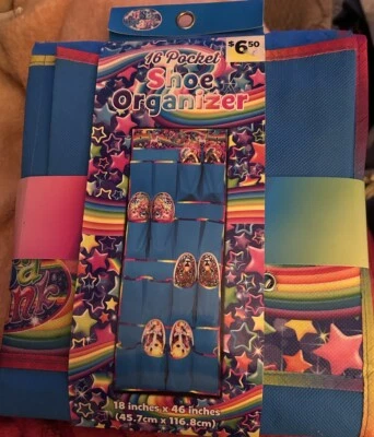 New Lisa Frank Shoe Organizer 16 Pocket 2015 Vibrant Colors Rainbow Star Pegasus - Image 1 of 4