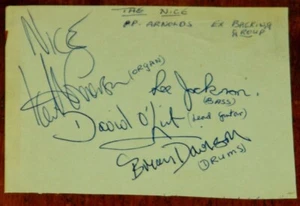 THE NICE FULLY SIGNED AUTOGRAPH PAGE UACC RACC DEALER ELP EMERSON LAKE & PALMER - Picture 1 of 2