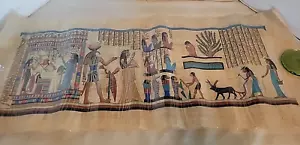 Arte egipcio pintado a mano sobre papiro certificado de autenticidad 32" X 13" - Imagen 1 de 7