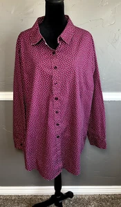 Woman Within Women's Size 2X Purple with White Polka Dots Button-up Top - Picture 1 of 7