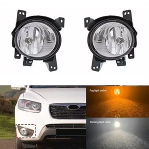 Set LED Amber Front Fog Lamp w/White Running Light For Hyundai Santa Fe 10-12 - Picture 1 of 6