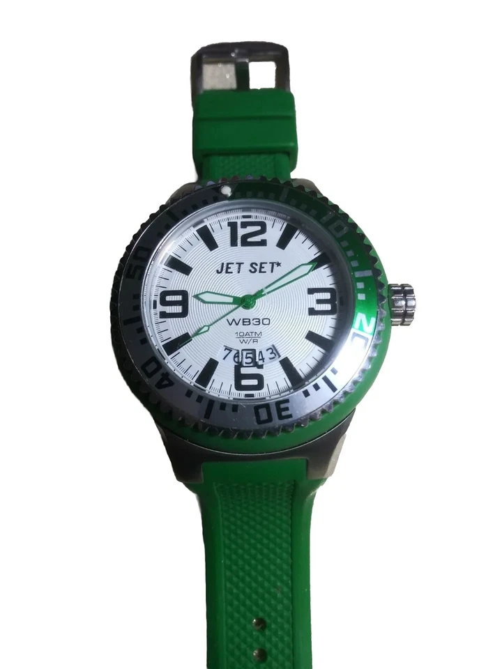 Reloj Jet Set - Banda Silicona Verde Buzos - Día y Fecha Foto 1 de 4