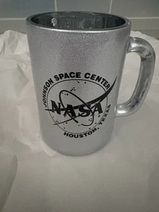 NASA Johnson Space Center Houston Texas Silver and Glass Glitter Sparkle Cup Mug - Picture 1 of 2