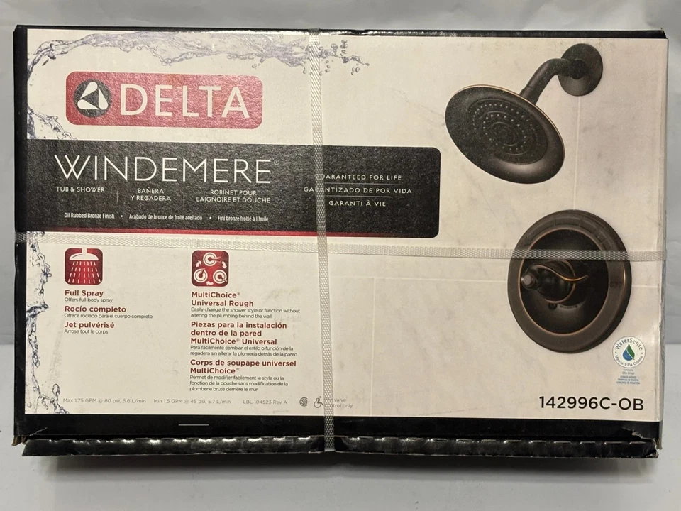 Torneira de chuveiro Delta Windemere bronze polido a óleo 1 alça com válvula #142996C-OB-NOVA - Imagem 1 de 1