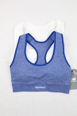 Pack de 2 sujetadores deportivos New Balance espalda deportiva talla M acolchados sin etiquetas blanco azul jaspeado Foto 1 de 4