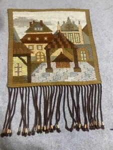 Vintage Polish Cepelia Woven Wool Handmade Wall Hanging Tapestry 72x50cm - Picture 1 of 9