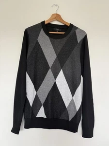 Next Black & Grey Jumper Wool Blend Long Sleeve Size S Mens - Picture 1 of 10